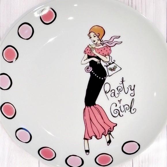 Dessert Plates Girlfriend Diva Chic Shopping Tea Party 9” Santa’s Workbench EUC - Picture 9 of 12